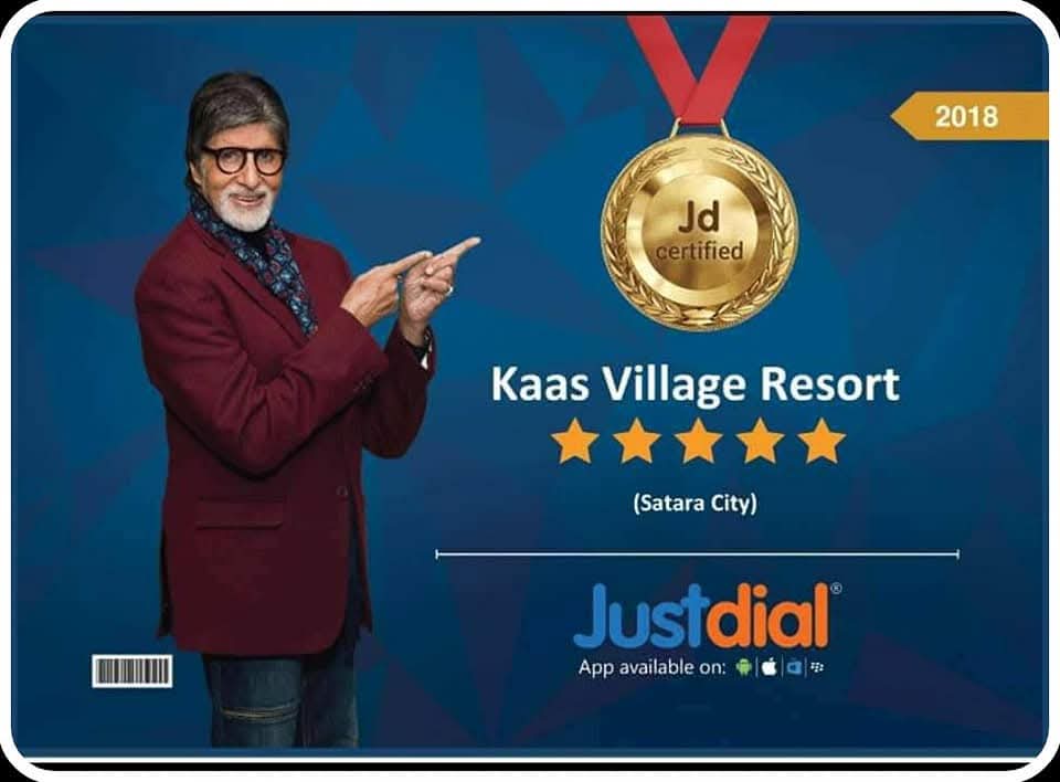Justdial 5 star ranking for Kaas Village Resort Satara